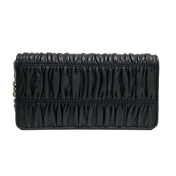 Auth PRADA Gathered Wallet Black Leather Other Style Wallet - Picture 2 of 11